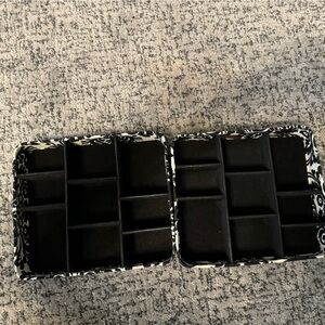 Two Black & White Jewelry Tray Organizers